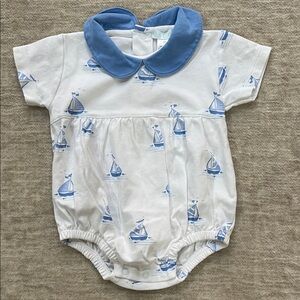 Sailboat Print Blue and White Kids One Piece